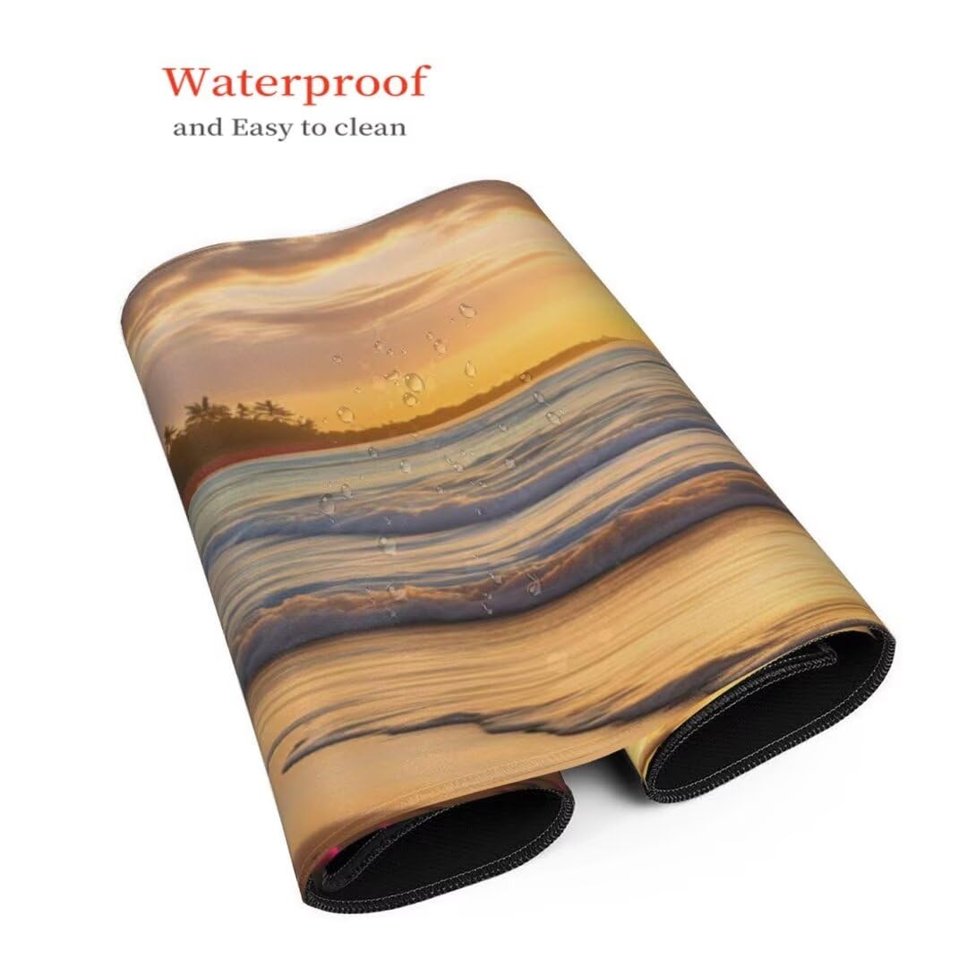 Podkładka pod mysz XXL, 1400 x 700 mm, duża podkładka pod mysz, plaża, gamingowa podkładka pod mysz, zachód słońca, podkładka pod mysz, gładka powierzchnia, antypoślizgowa podkładka pod mysz,