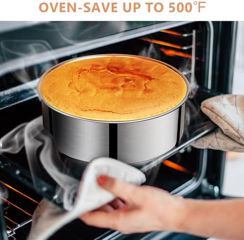 9 Inch Cake Pan, Leakproof & Nonstick, Removable Bottom & Easy Releasing Round Cake Pan, 304 Stainless Steel Cake Baking Pans, Non-Toxic & Healthy, Dishwasher Safe - Thumbnail 3