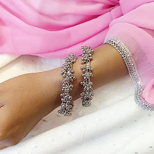 Efulgenz Oxidized Indian Bracelet Bangle Boho Oxidized Silver Bangles Retro Bohemian Metal Balls Charms Vintage Bracelet Bangle Jewelry for Women4