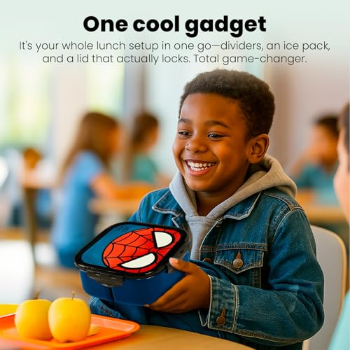 Yoobi x Marvel Spider-Man Bento Box and Ice Pack – Gift – 3 Compartment Lunch Box, Dishwasher & Microwave Safe Food Container for Kids & Tweens – BPA & PVC Free, Leakproof2