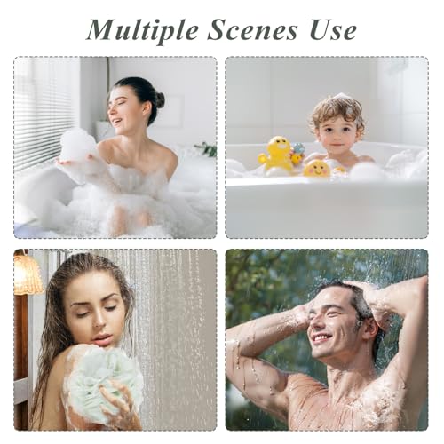 flintronic 4 Stück Badeschwamm, Dusch-Luffa-Kugeln, Masche Schäumend Duschschwamm Körper, weich, langlebig, Extra Groß, Einfach Schäumend, für Reinigendes Körperpeeling & Peeling, 60g (Macaron-Farbe)