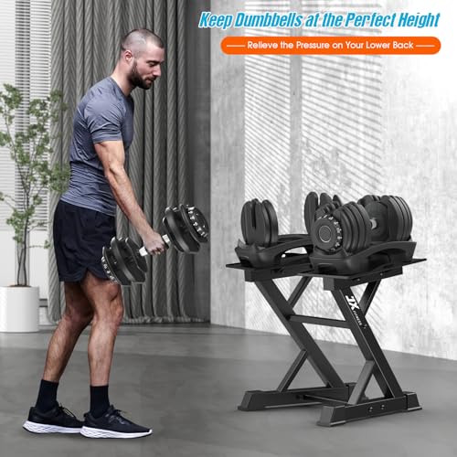 JX FITNESS Adjustable Dumbbell Rack Home Gym Weight Rack, Dumbbell Stand, Black - Image 5