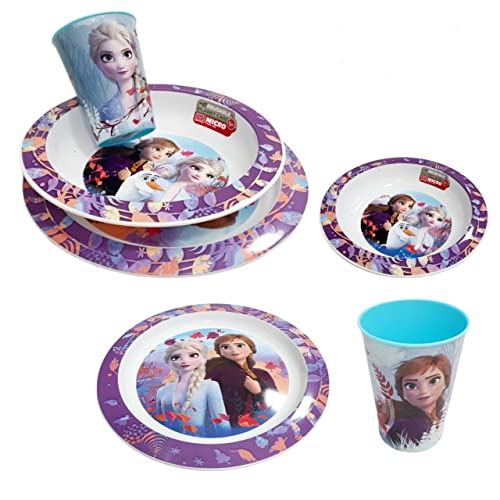 SET PAPPA PER MICROONDE 3 PEZZI FROZEN DISNEY PIATTO FONDO PIANO BICCHIERE IN CONFEZIONE REGALO
