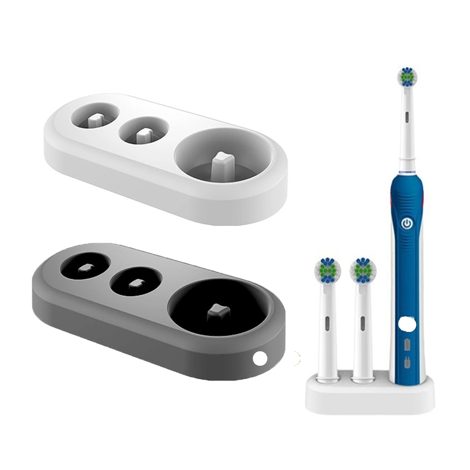 1 szt. Kompatybilna podstawa stojaka na szczoteczkę do zębów Oral-B, wielofunkcyjny elektryczny organizer łazienkowy(1White 1Black)