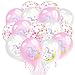 Grier Unicorn Balloons, 15pcs White Pink Latex and Gold Rose Pink Confetti Balloons for Unicorn Birthday Party Baby Shower Unicorn Theme Party Festival Party Decorations