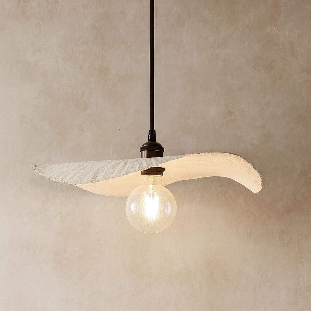Cgc Lighting Large White Paper Indoor Ceiling Lamp Shade Curved Design Paper Easy Fit Non Electrical (Large White Paper)