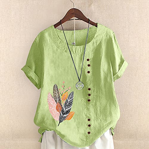 Blusa feminina casual com estampa de primavera, gola redonda, manga raglã, bainha com fenda, manga c