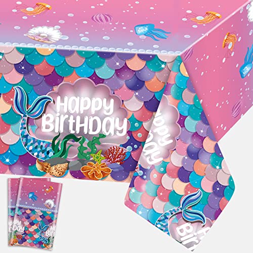 Manteles de Sirena Desechables de plástico para decoración de Feliz cumpleaños, Mantel de...