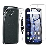 Awubaige 【京セラ DIGNO BX2 用の ガラスフィルム + KYOCERA DIGNO BX2 ケース クリア】 日本製素材旭硝子製 DIGNO BX2 A101KC 強化ガラス 指紋認証対応 ガラスフィルム 旭硝子素材9H硬度 液晶保護フィルム + ケース クリア 全透明 カバー TPU 耐衝撃 柔らかい すり傷防 京セラ DIGNO BX2