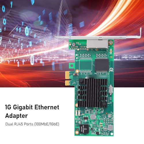 Yunseity 1G Gigabit Network Card PCIe 2.0 X1 Adaptador Ethernet con Doble Puertos RJ45 para Servidor y Escritorio Compatible con Controlador T2 miniatura 3