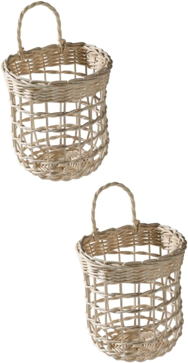 Luxshiny 2pcs Hanging Basket Storage Container Woven Decorative Wall Decor for Picnic and Home