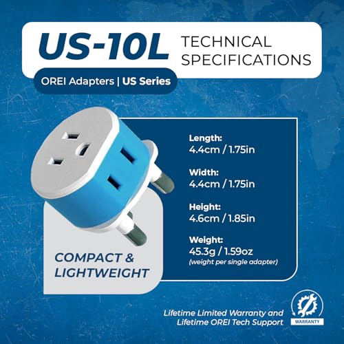 image for OREI South Africa, Botswana, Namibia Power Plug Adapter with 2 USA Inp