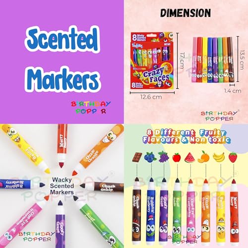 Image of Birthday Popper Art Combo Packs as Birthday Return Gifts | Set of 6 | Creative and Fun Gift Set for Art and Craft Theme Party | for Kids Boys Girls Teens Students of All Age Groups