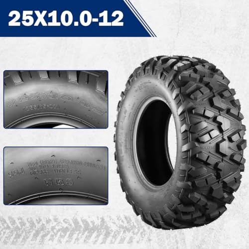 Image of MaxAuto AT25x10-12 ATV UTV Tires, 25x10x12 All Terrain Sport ATV Tires for All Trail Tire, 25 10 12 Mud Sand Off-Road Tire, 6PR Tubeless, 2 Pack