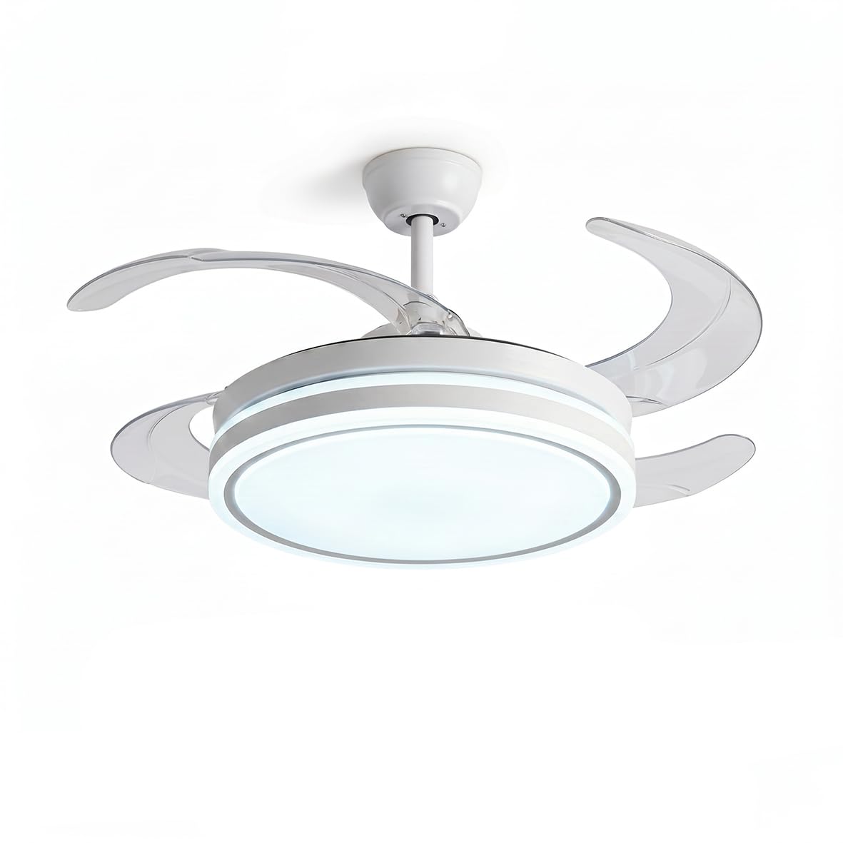 Silamp Ventilatore Da Soffitto Bianco Led Integrato 80w Luce Switch Con Telecomando