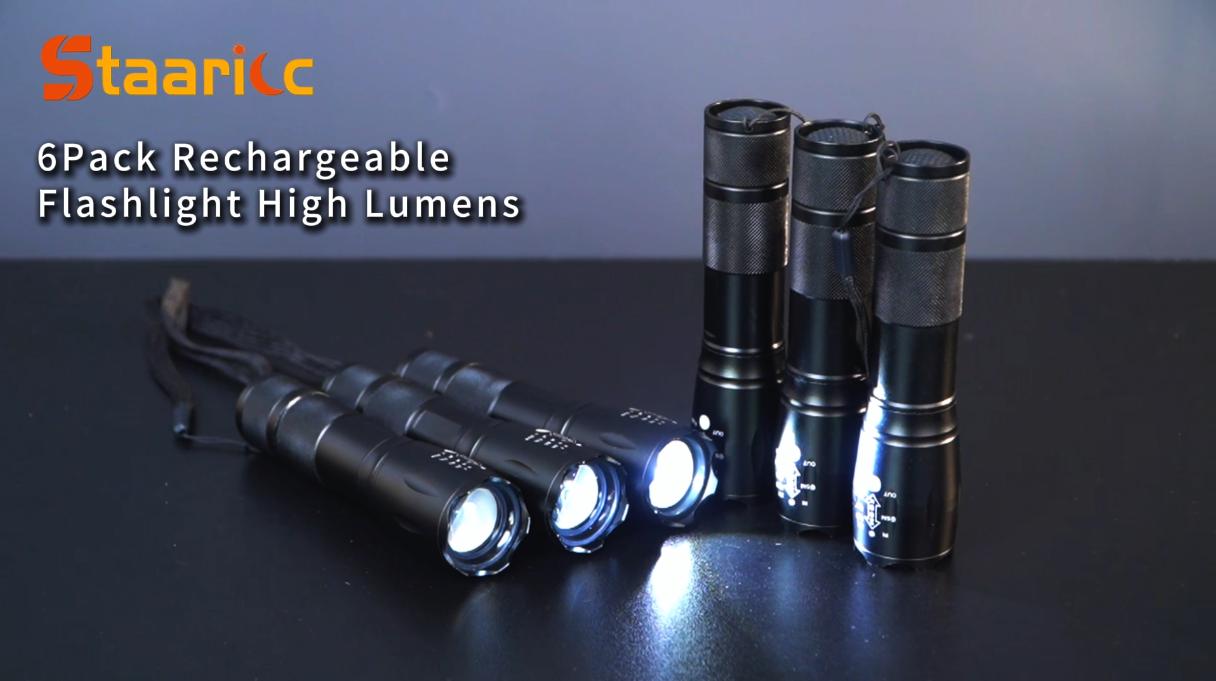 6Pack LED Flashlights High Lumens, 5Mode Tactical Flashlight for
