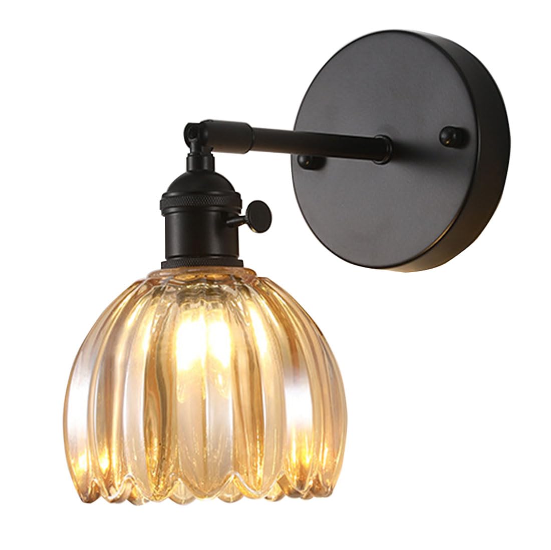 ZFPKXHVMG Indoor Wall Lamp, Industrial Wall Sconces Glass Flower Shade Multicolor Bedroom(Amber)