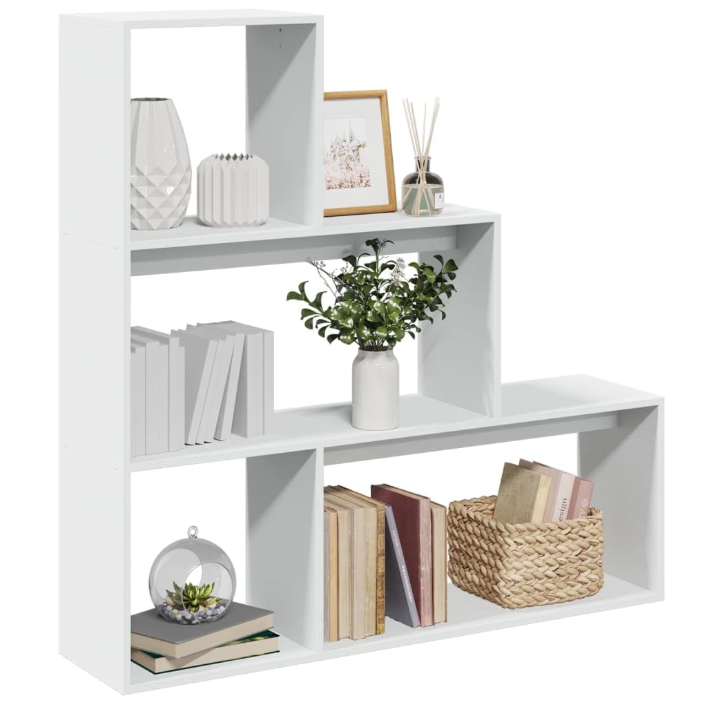 Regał na książki, 3 poziomy, biały, 123 x 29 x 123 cm, materiał drewnopochodny, uniwersalny organizer do przechowywania kostek do salonu, biura i sypialni