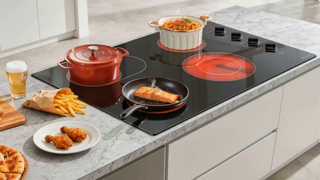 Image of Noxton 4 Burner Electric Cooktop 30 Inch, Knob Control Ceramic Cooktop, 30 inch Radiant Electric Stove Top with Extended Zone, Hot Surface Indicator,9 Power Levels, 32Amps 220-240v Hard Wire(No Plug)