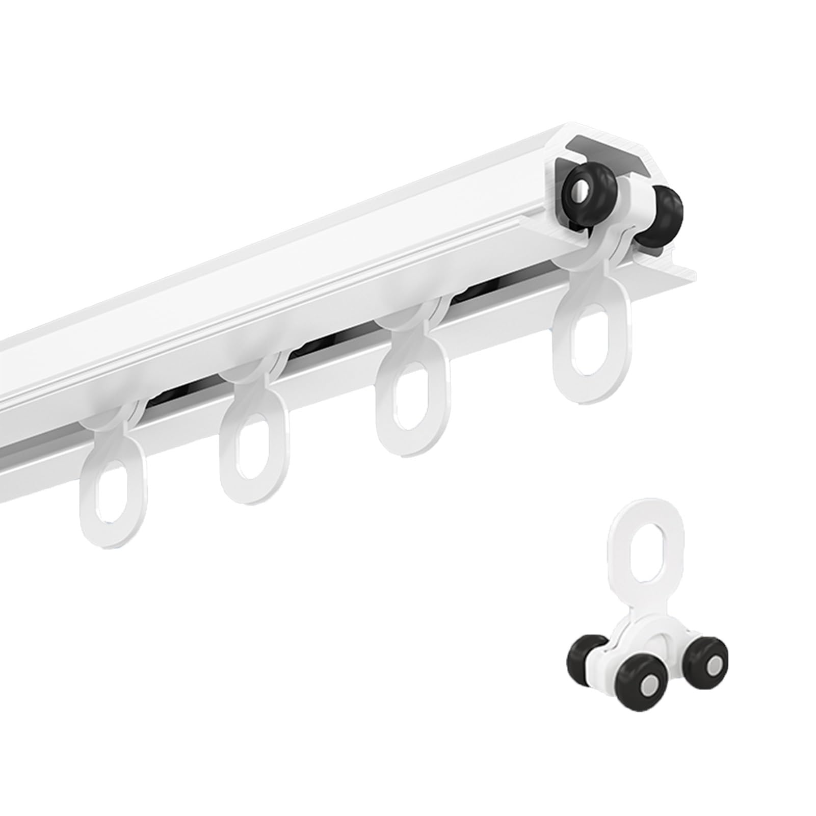 Binario Tenda Soffitto Scorrevole Invisibili, Binario Binari per Tende da Incasso in Alluminio con Puleggia Silenziosa, Bastoni per Tende per Soggiorno Camera da Letto Bagno(Bianca,1.3m(4.3ft))