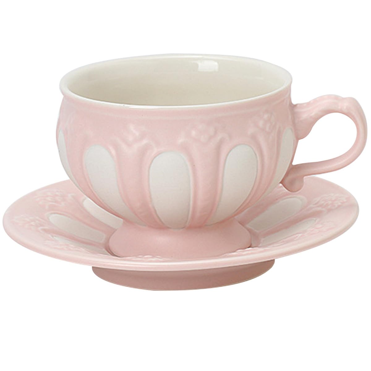 Healvian Keramik Kaffeetassen 2 Stück mit Relief im Europäischen Stil Praktische Milchbecher mit Glatten Kanten für Zuhause und Desserts