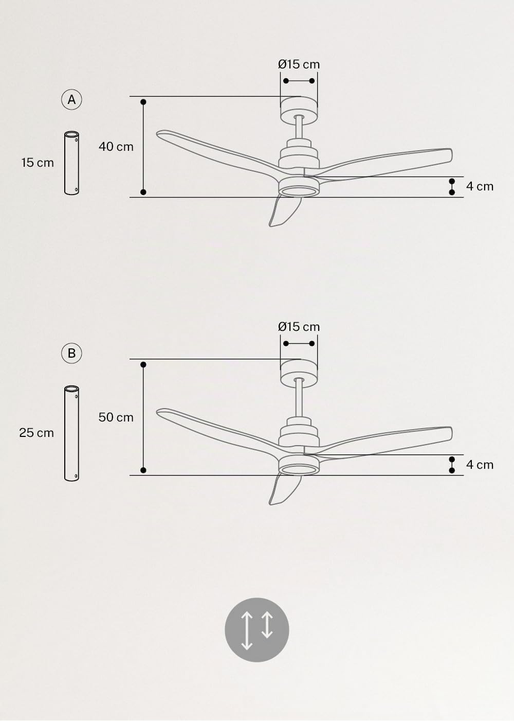 CREATE / WINDSTYLANCE M/Ventilador de techo ABS con luz níquel aspas efecto madera oscura con controlador y mando / 40W, Temporizador, Ø132 cm, 6 velocidades, verano-invierno, doble altura
