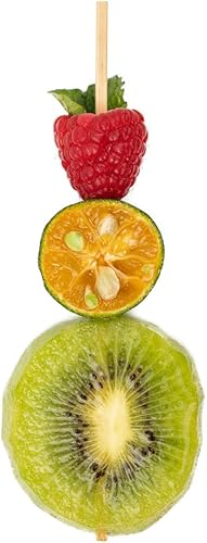 Miniatura 34 de Púas de cóctel de 3.5 pulgadas, 100 pinchos desechables para aperitivos, parte superior cilíndrica, palillos de dientes decorativos de bambú