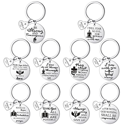 10 Pieces Christian Keychains For Women Bible Verse Keychain Christian Mom Gift For Women Faith Religious Keychains For Women Men Christian Inspirational Keychains Easter Prayer Christian Keyring #TOP21