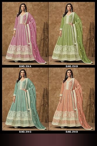 Vestido Anarkali elegante de seda Dolla para invitada de boda 2
