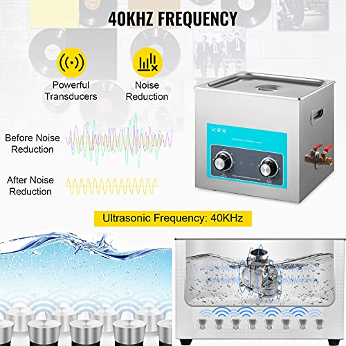 VEVOR Knob Control Ultrasonic Ultraschallreiniger 10L, Ultraschall Reinigungsgerät 220 V,...