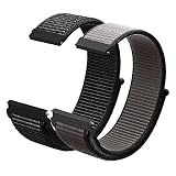 beifon Nylon Fabric Uhrenarmbänder Paare 20mm/22mm Armband mit Schnellverschluss Smartwatch Sport Uhren Ersatzarmband Atmungsaktive Watch Ersatzband für Herren Damen (22mm, Schwarz + Grau)