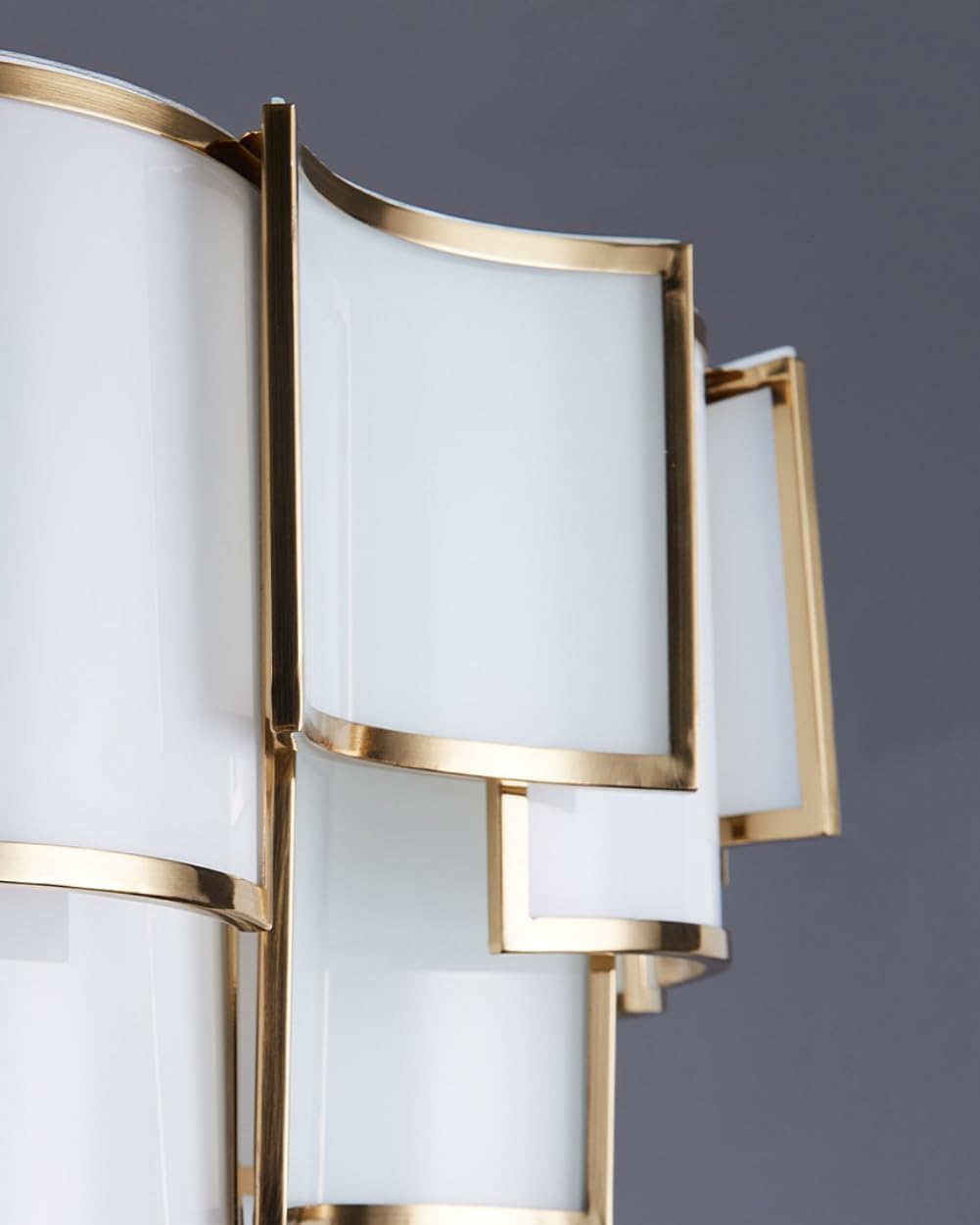 Round Gold Chandelier White Glass 3-Tier Ceiling Pendant Light 9 Lights Elegant Modern Semi Flush Mount Ceiling Light Fixture for Living Room Bedroom Dining Room Dia 23.6"