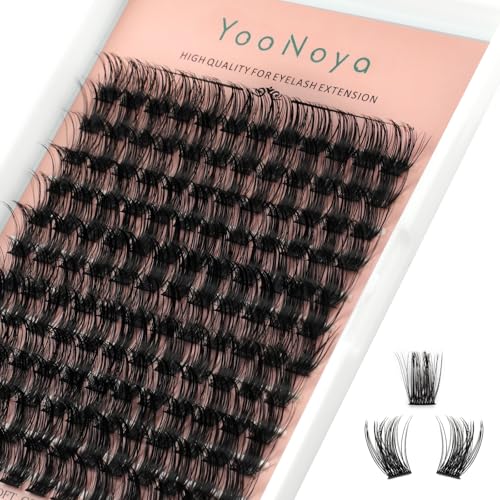YOONOYA Lash Clusters 144 PCS 16mm Mix Volume Lashes Eyelash Clusters D Curl Cluster Eyelash Extensions Natural Wispy Cluster Lashes Reusable Individual Thick Lash Extension (QD-16mm - Mix)
