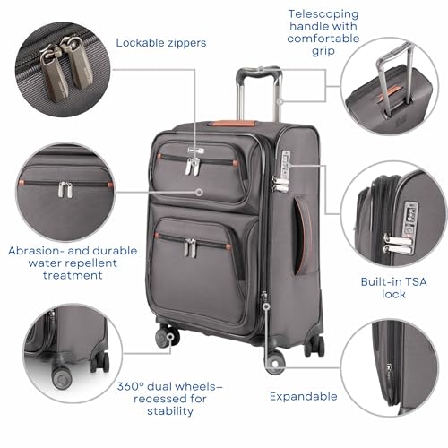 Image of Ricardo Beverly Hills Montecito 3.0 Softside Luggage Collection Expandable Suitcases with Wheels and TSA Lock, 21 Carry-on (French Gray, 21-inch Carry-on)