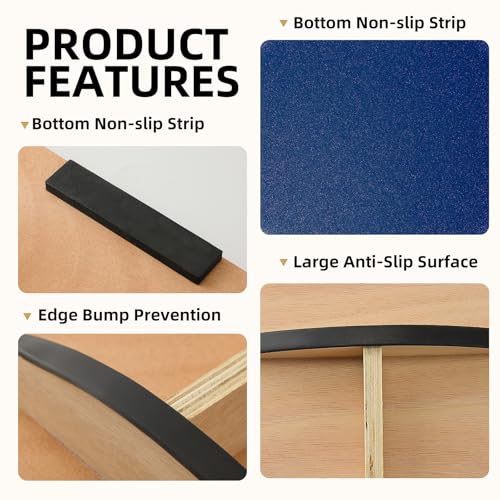 Juoe Balance Board Wobble Board for Adults and Kids - Anti-Slip 350LBS Balance Board for Physical Therapy,Balance Training,Posture Correction,Standing Desk Core Strength Wooden Balance Rocker Board - Image 5