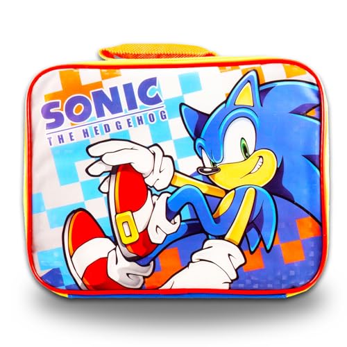 Sonic The Hedgehog Lunch Box Bundle - Sonic Lunch Bag & Water Bottle, Stickers