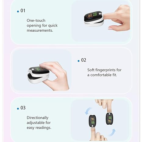 Finger Pulse Oximeter, Oxygen Monitor Finger Adults & Kids, 5-Second Quick Test, High Definition Backlit Color LED Display, Blood Oxygen Saturation Monitor & Heart Rate Monitor (White)