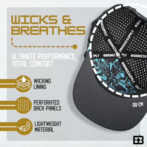 Image of BRIMZ Golf Performance Hat - Tee Holder & Magnetic Ball Marker - Breathable, Sweat & Water Resistant Golfing Snapback Hat