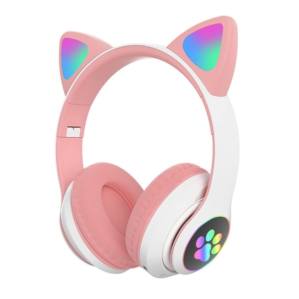 Happy Hues® Wireless Headphones Cute Cat Ear Headset with LED Lights, Noise Cancelling Stereo Gaming Headphones, Fashion Bluetooth (5.0) Headset Wearing for Kids and Adults (Pink Cat Ear) (B0CB4BRF8W) Amazon Price History, Amazon Price Tracker