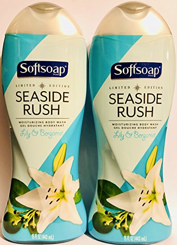 Softsoap Moisturizing Body Wash - Limited Edition - Seaside Rush - With Lily & Bergamot - Net Wt. 15 FL OZ (443 mL) Per Bottle - Pack of 2 Bottles