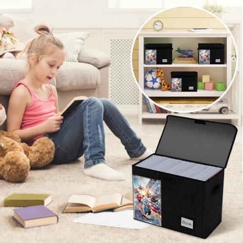Image of Display Comic Book Storage Box 15.8 inch X 7.8 inch X 11.8 inch, Collapsible Holds 160-180 Comic Book Bags Organizer Heavy Duty Bin Container Holder Shelf for Comic Book Sleeves and Boards, 5 Pack