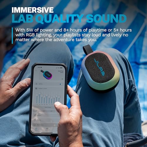 JLab, Pop Party, Portable Bluetooth Speaker, Waterproof IP55, Customizable RGB LED, Black - Image 3