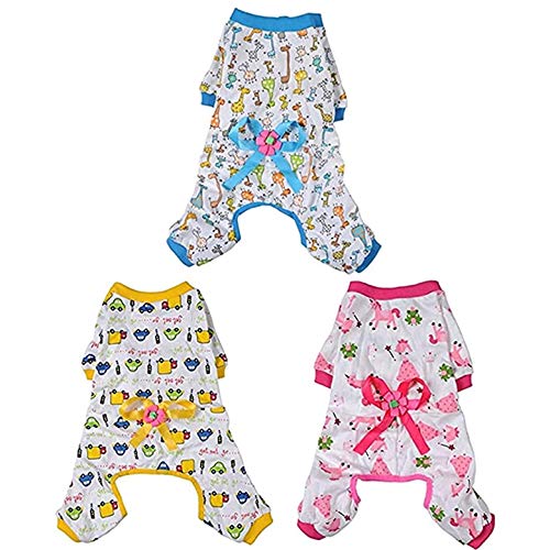 QINYI 3 Pieces Pet Dog Jumpsuits Outfits,Puppy Cat Chihuahua Yorkie Clothes Coat (Multicolor, Small)