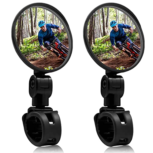 Espejo retrovisor de bicicleta ajustable y convexo en pack de 2 piezas para manillar