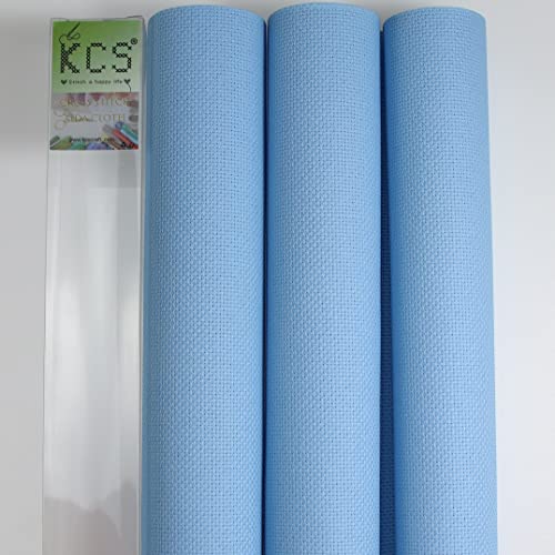 Image of KCS 3 pc of 15 inch x 18 inch Counted Cross Stitch Cotton Aida Cloth Needlework Fabric (Light Blue, 16CT)