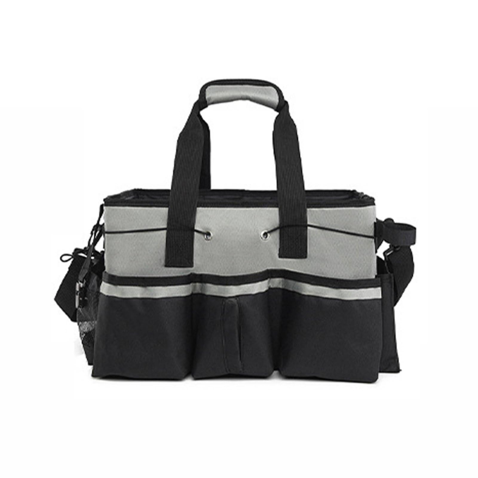 Cleaning Organizer Sac de Rangement Organisateur Fourre-tout Porte-outils Tissu Oxford Robuste et Polyester Poignées Rembourrées et Bandoulière, Gris, Ns-214