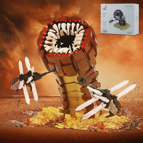 Juego de construcción de monstruo de gusano de arena de 932 piezas con juguete Ornithopter (compatible con Lego), juego de arquitectura coleccionable único para más de 14 niños, increíble escena de