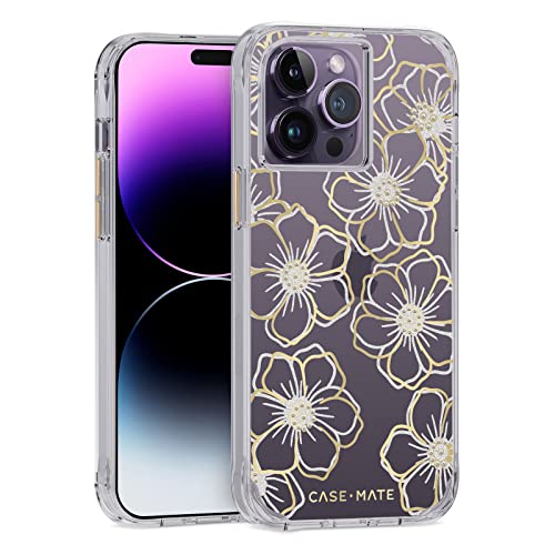 Coque iPhone 14 Pro Max compatible Apple fleurs paillettes antichoc