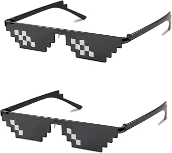 FEISEDY 2PACK Thug Life Sunglasses Funny Pixelated Mosaic Gamer Glasses Party Disco Cool B2876-F2