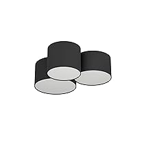 Eglo Lampada da soffitto Pastore 2, lampada da soffitto a tre fiamme, lampada da soggiorno in tessuto in nero, bianco, lampada da camera da letto, soffitto della lampada da ingresso con presa E27
